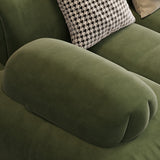 Sedute scandinaviane in finta pelle verde trapuntata braccio salotto