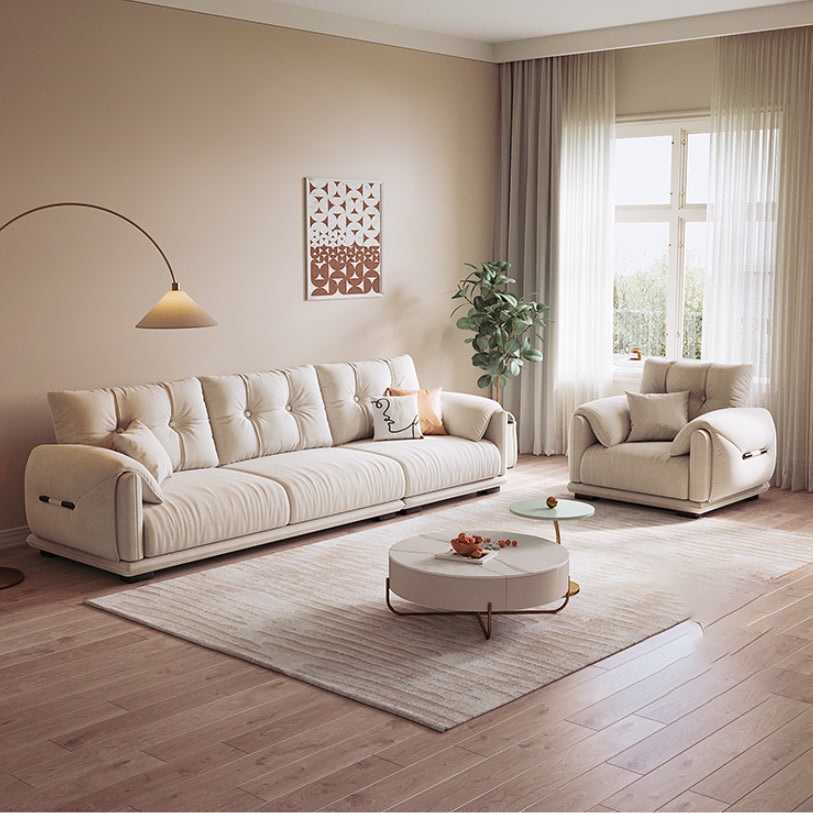 Skandinavisches Sofa weiße Kissen Kunstleder Wohnzimmer Kissen Top Arm