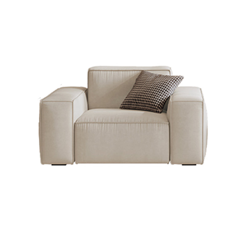 Zeitgenössisches Sofa echtes Leder Wohnzimmer Square Arm Kissen Weiß weiß