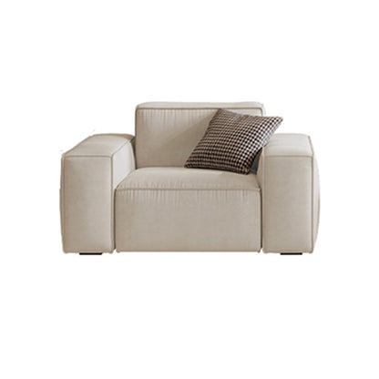 Zeitgenössisches Sofa echtes Leder Wohnzimmer Square Arm Kissen Weiß weiß