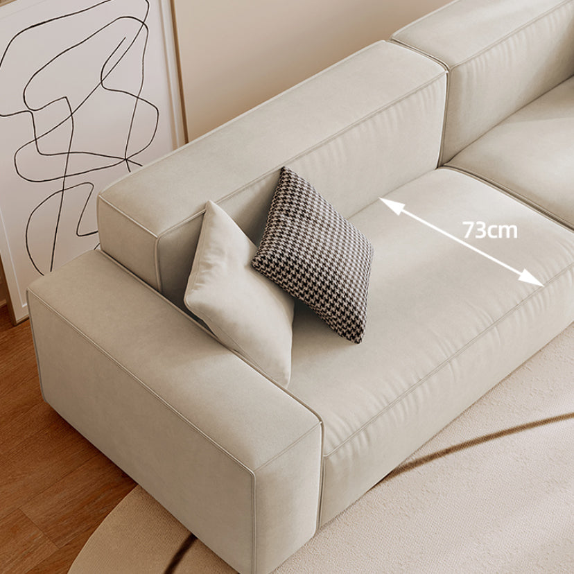 Zeitgenössisches Sofa echtes Leder Wohnzimmer Square Arm Kissen Weiß weiß