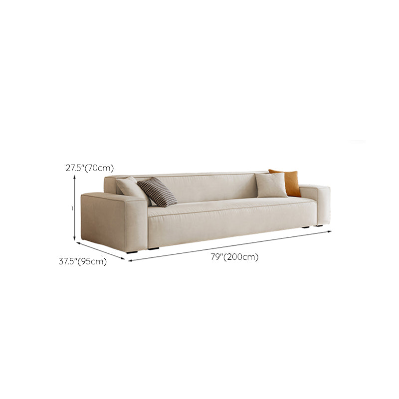 Zeitgenössisches Sofa echtes Leder Wohnzimmer Square Arm Kissen Weiß weiß