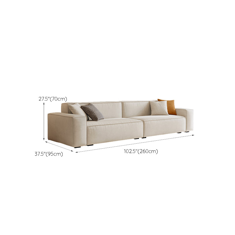 Zeitgenössisches Sofa echtes Leder Wohnzimmer Square Arm Kissen Weiß weiß