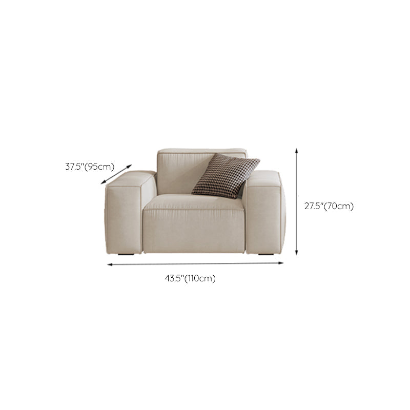 Zeitgenössisches Sofa echtes Leder Wohnzimmer Square Arm Kissen Weiß weiß