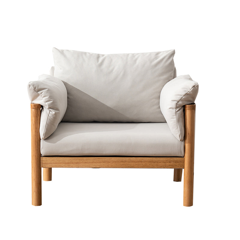 Contemporary Square Arm Sofa 33.46" High Faux Leather/Linen Sofa