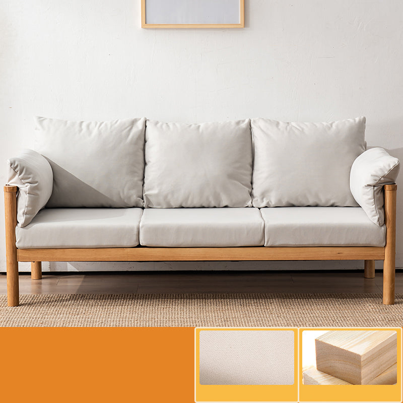 Contemporary Square Arm Sofa 33.46" High Faux Leather/Linen Sofa