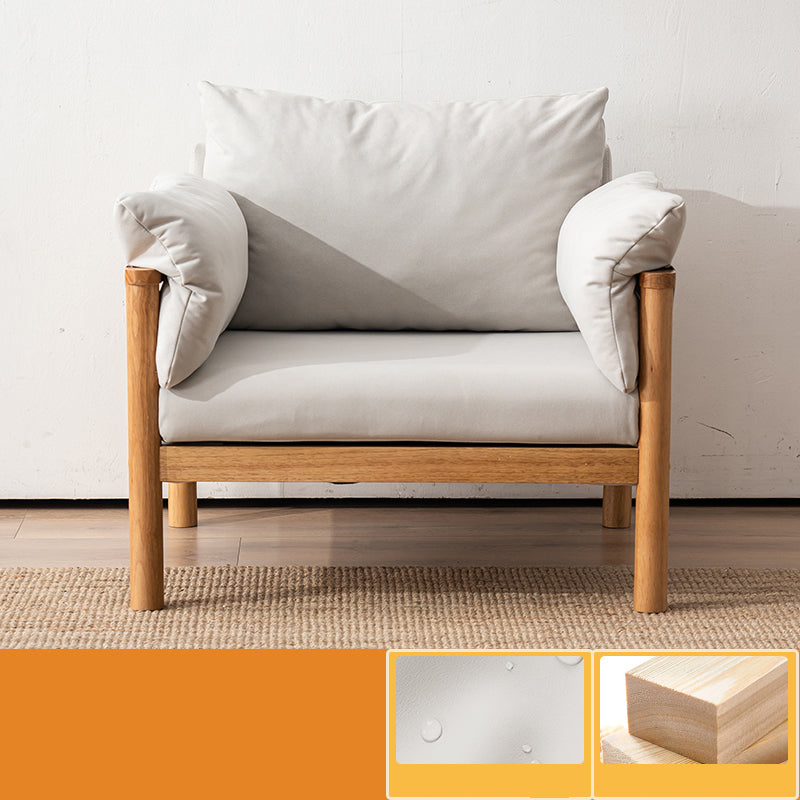 Contemporary Square Arm Sofa 33.46" High Faux Leather/Linen Sofa