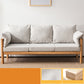 Contemporary Square Arm Sofa 33.46" High Faux Leather/Linen Sofa