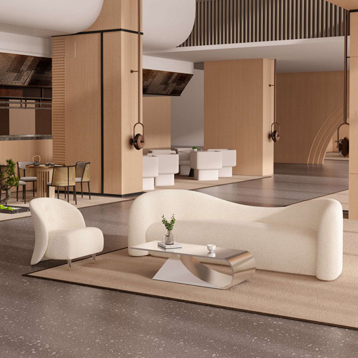 Tessuto scandinavo in tessuto da soggiorno smoking braccio sedute bianche curve