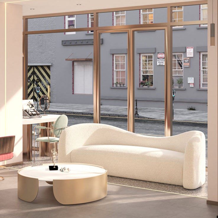 Tessuto scandinavo in tessuto da soggiorno smoking braccio sedute bianche curve