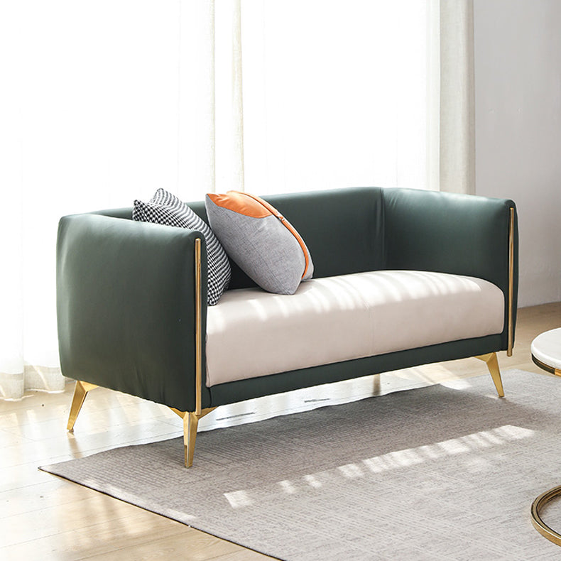 Glam Square Arm Sofa 29.13" High Faux Leather Sofa Stain Resistant