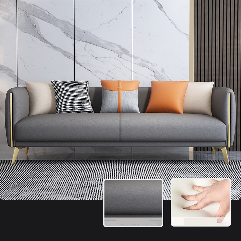 Glam Square Arm Sofa 29.13" High Faux Leather Sofa Stain Resistant