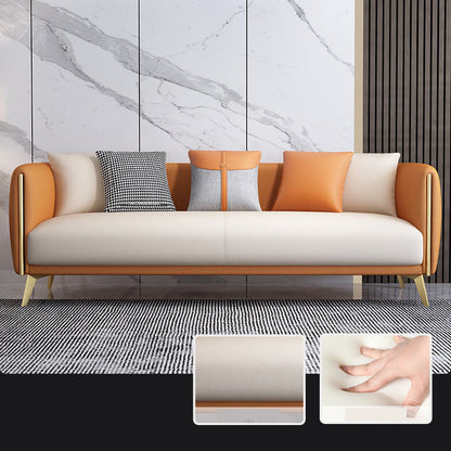 Glam Square Arm Sofa 29.13" High Faux Leather Sofa Stain Resistant