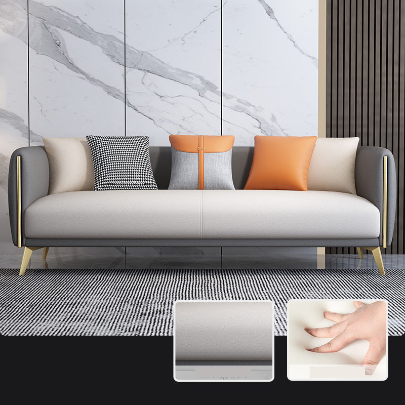 Glam Square Arm Sofa 29.13" High Faux Leather Sofa Stain Resistant