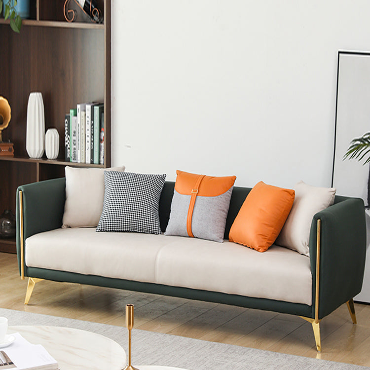 Glam Square Arm Sofa 29.13" High Faux Leather Sofa Stain Resistant