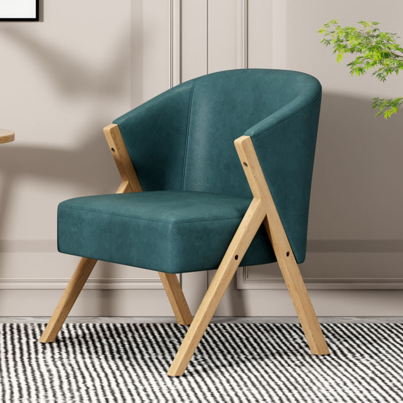 Scandinavian Wooden Accent Armchair Solid Color Arms Included Armchair Blackish Green Tech Cloth 1 Piece Clearhalo 'Accent Chairs' 'accent_chairs' 'Chairs & Seating' 'furn' 'furn_accent_chairs' 'Furniture' 'Living Room Furniture' 7592112