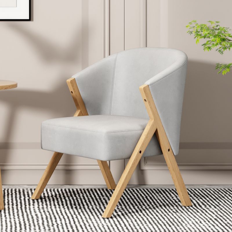 Scandinavian Wooden Accent Armchair Solid Color Arms Included Armchair Light Gray Tech Cloth 1 Piece Clearhalo 'Accent Chairs' 'accent_chairs' 'Chairs & Seating' 'furn' 'furn_accent_chairs' 'Furniture' 'Living Room Furniture' 7592114