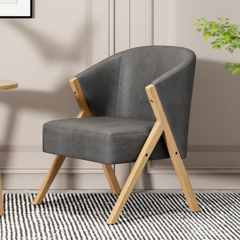 Scandinavian Wooden Accent Armchair Solid Color Arms Included Armchair Dark Gray Tech Cloth 1 Piece Clearhalo 'Accent Chairs' 'accent_chairs' 'Chairs & Seating' 'furn' 'furn_accent_chairs' 'Furniture' 'Living Room Furniture' 7592115