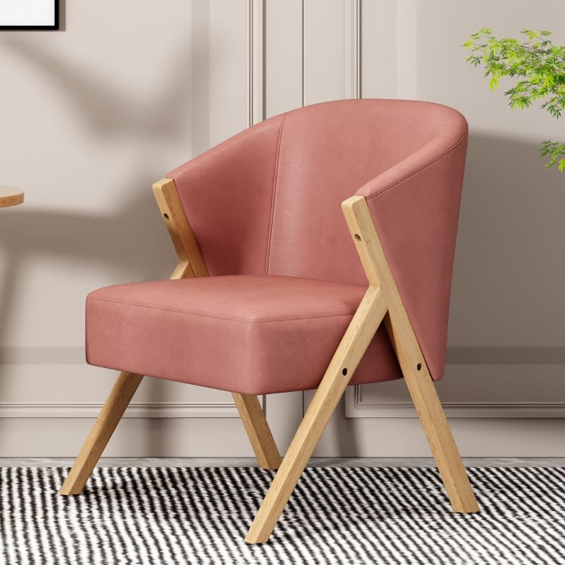 Scandinavian Wooden Accent Armchair Solid Color Arms Included Armchair Pink Tech Cloth 1 Piece Clearhalo 'Accent Chairs' 'accent_chairs' 'Chairs & Seating' 'furn' 'furn_accent_chairs' 'Furniture' 'Living Room Furniture' 7592118