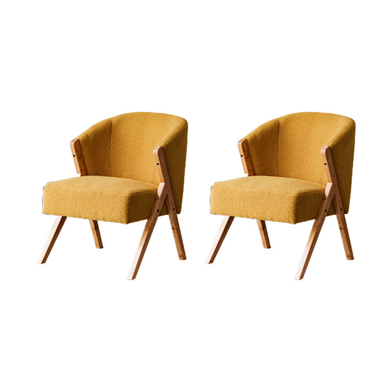 Scandinavian Wooden Accent Armchair Solid Color Arms Included Armchair Yellow Wool Blend 2 Piece Set Clearhalo 'Accent Chairs' 'accent_chairs' 'Chairs & Seating' 'furn' 'furn_accent_chairs' 'Furniture' 'Living Room Furniture' 7592119