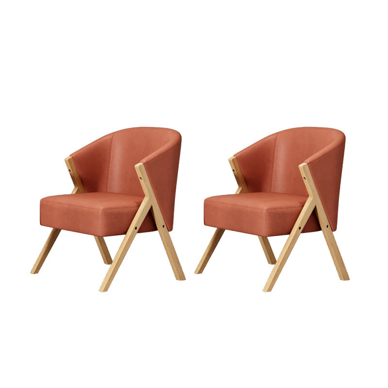 Scandinavian Wooden Accent Armchair Solid Color Arms Included Armchair Orange Tech Cloth 2 Piece Set Clearhalo 'Accent Chairs' 'accent_chairs' 'Chairs & Seating' 'furn' 'furn_accent_chairs' 'Furniture' 'Living Room Furniture' 7592124