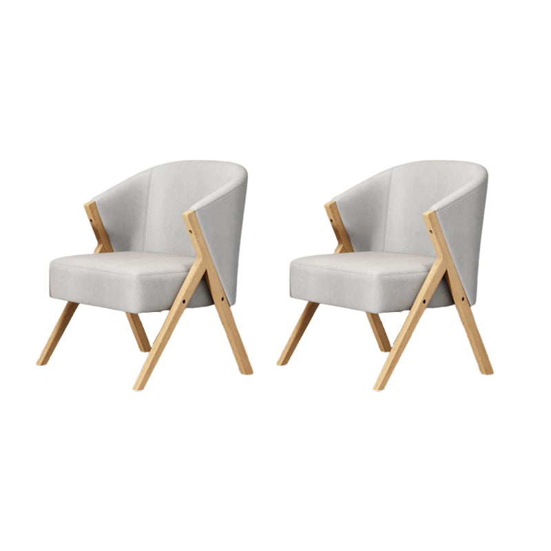 Scandinavian Wooden Accent Armchair Solid Color Arms Included Armchair Light Gray Tech Cloth 2 Piece Set Clearhalo 'Accent Chairs' 'accent_chairs' 'Chairs & Seating' 'furn' 'furn_accent_chairs' 'Furniture' 'Living Room Furniture' 7592126