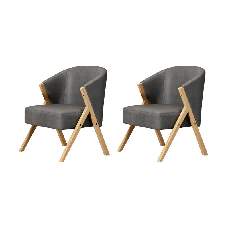 Scandinavian Wooden Accent Armchair Solid Color Arms Included Armchair Dark Gray Tech Cloth 2 Piece Set Clearhalo 'Accent Chairs' 'accent_chairs' 'Chairs & Seating' 'furn' 'furn_accent_chairs' 'Furniture' 'Living Room Furniture' 7592127