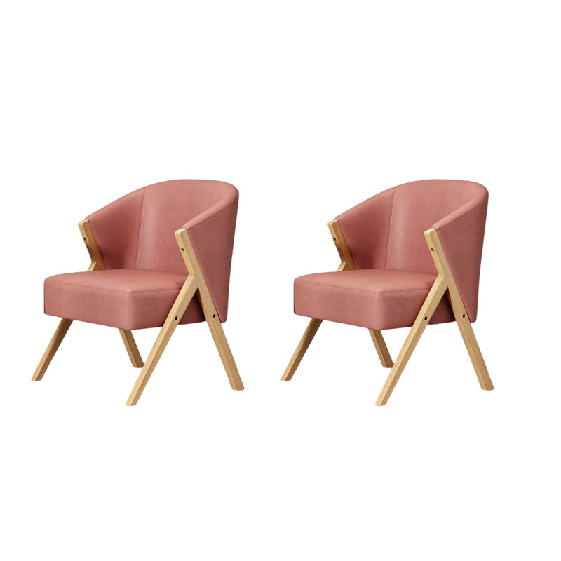 Scandinavian Wooden Accent Armchair Solid Color Arms Included Armchair Pink Tech Cloth 2 Piece Set Clearhalo 'Accent Chairs' 'accent_chairs' 'Chairs & Seating' 'furn' 'furn_accent_chairs' 'Furniture' 'Living Room Furniture' 7592128