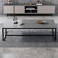 Table basse rectangulaire en bois avec base à tréteaux en acier et table de cocktail