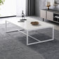Table basse rectangulaire en bois avec base à tréteaux en acier et table de cocktail