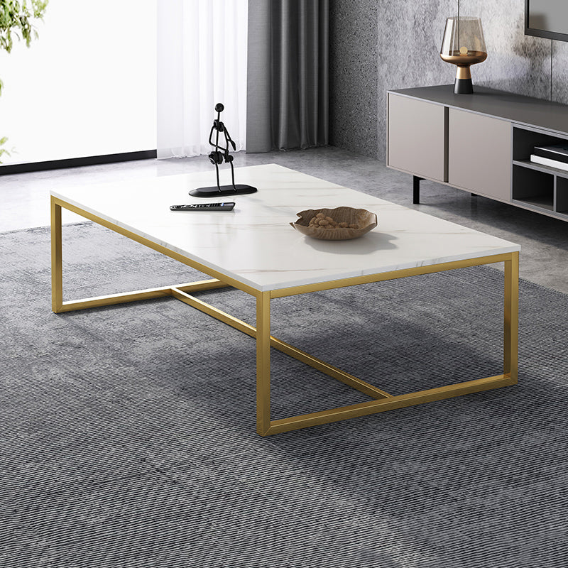 Table basse rectangulaire en bois avec base à tréteaux en acier et table de cocktail