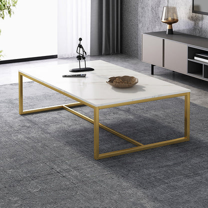 Table basse rectangulaire en bois avec base à tréteaux en acier et table de cocktail