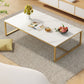 Table basse rectangulaire en bois avec base à tréteaux en acier et table de cocktail