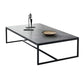 Table basse rectangulaire en bois avec base à tréteaux en acier et table de cocktail