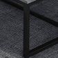 Table basse rectangulaire en bois avec base à tréteaux en acier et table de cocktail