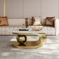 Metal Abstract Base Cocktail Table Glam Slate Top Coffee Table