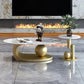 Metal Abstract Base Cocktail Table Glam Slate Top Coffee Table