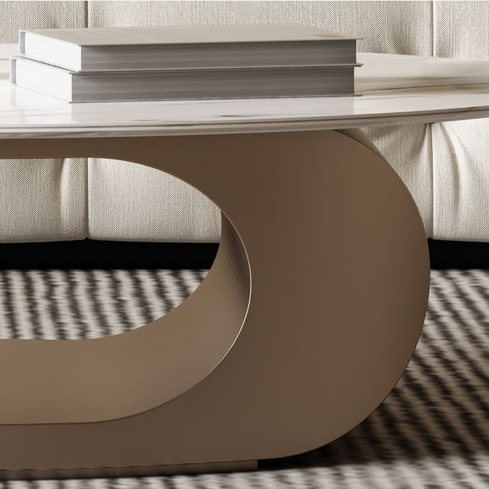 Metal Abstract Base Cocktail Table Glam Slate Top Coffee Table