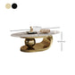 Metal Abstract Base Cocktail Table Glam Slate Top Coffee Table