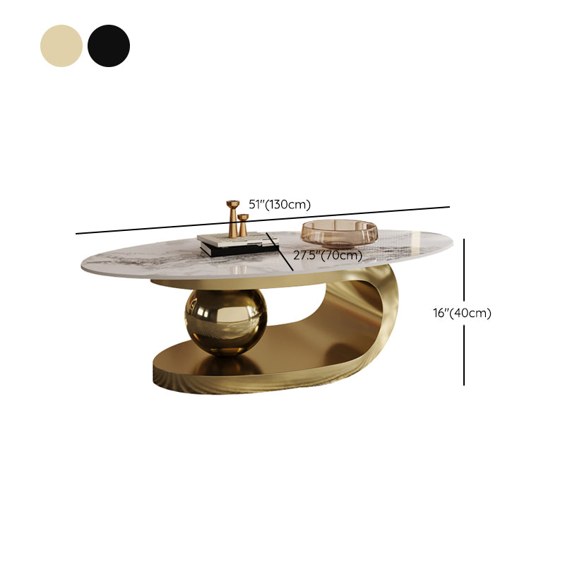 Metal Abstract Base Cocktail Table Glam Slate Top Coffee Table