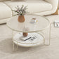 3 Legs Round Cocktail Table Glass Top Coffee Table with Shelf White Clearhalo 'Coffee & Accent Tables' 'Coffee Tables' 'coffee_tables' 'furn' 'furn_coffee_tables' 'Furniture' 'Living Room Furniture' 7592311