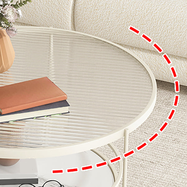 3 Legs Round Cocktail Table Glass Top Coffee Table with Shelf Clearhalo 'Coffee & Accent Tables' 'Coffee Tables' 'coffee_tables' 'furn' 'furn_coffee_tables' 'Furniture' 'Living Room Furniture' 7592318