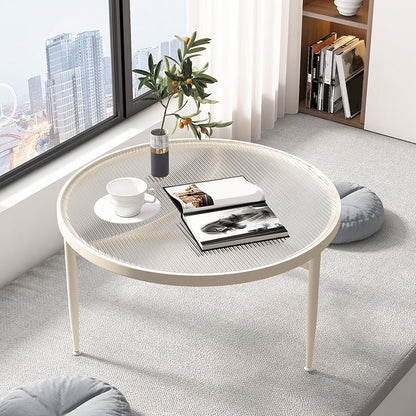 Iron 3 Legs Rectangle Cocktail Table Round Glass Top Coffee Table White Clearhalo 'Coffee & Accent Tables' 'Coffee Tables' 'coffee_tables' 'furn' 'furn_coffee_tables' 'Furniture' 'Living Room Furniture' 7592326
