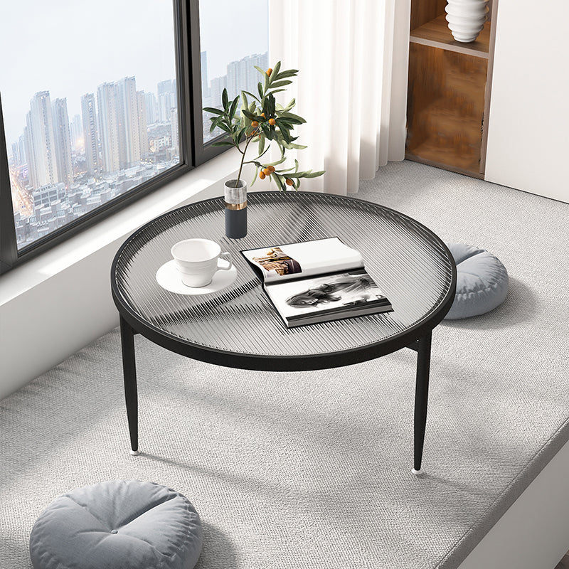 Iron 3 Legs Rectangle Cocktail Table Round Glass Top Coffee Table Clearhalo 'Coffee & Accent Tables' 'Coffee Tables' 'coffee_tables' 'furn' 'furn_coffee_tables' 'Furniture' 'Living Room Furniture' 7592327