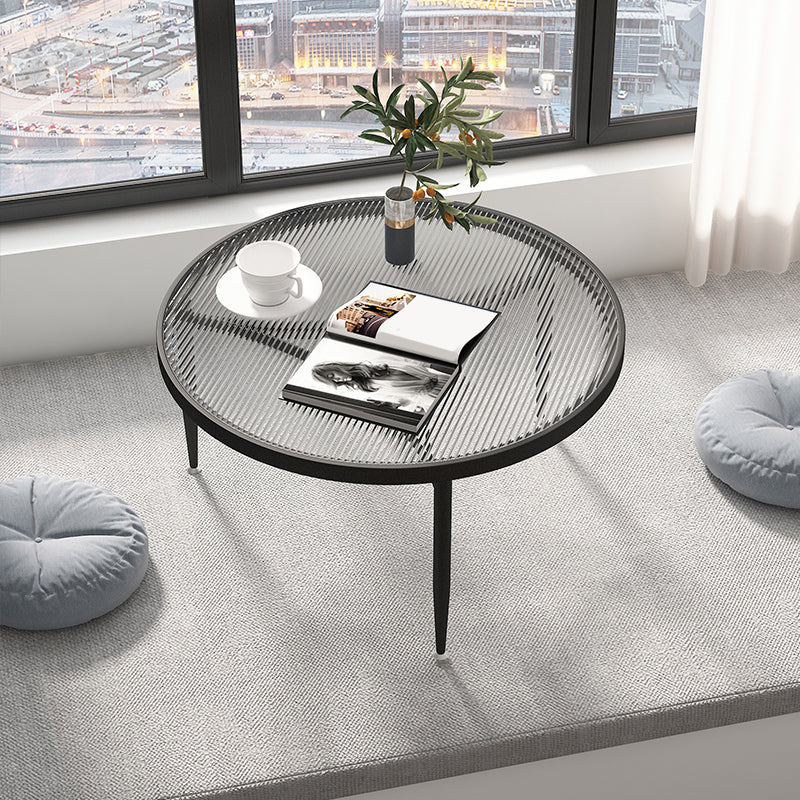 Iron 3 Legs Rectangle Cocktail Table Round Glass Top Coffee Table Clearhalo 'Coffee & Accent Tables' 'Coffee Tables' 'coffee_tables' 'furn' 'furn_coffee_tables' 'Furniture' 'Living Room Furniture' 7592329