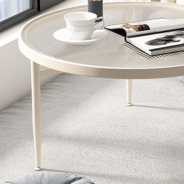 Iron 3 Legs Rectangle Cocktail Table Round Glass Top Coffee Table Clearhalo 'Coffee & Accent Tables' 'Coffee Tables' 'coffee_tables' 'furn' 'furn_coffee_tables' 'Furniture' 'Living Room Furniture' 7592331