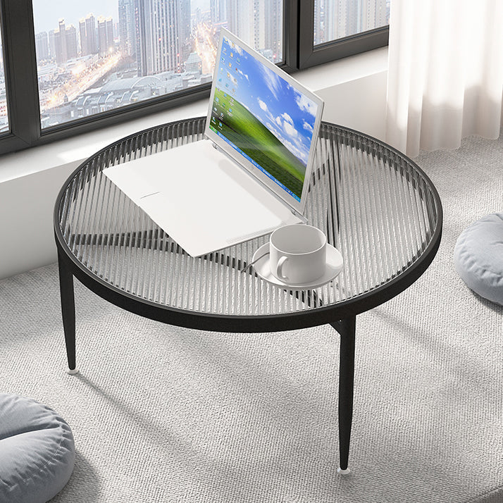 Iron 3 Legs Rectangle Cocktail Table Round Glass Top Coffee Table Clearhalo 'Coffee & Accent Tables' 'Coffee Tables' 'coffee_tables' 'furn' 'furn_coffee_tables' 'Furniture' 'Living Room Furniture' 7592334