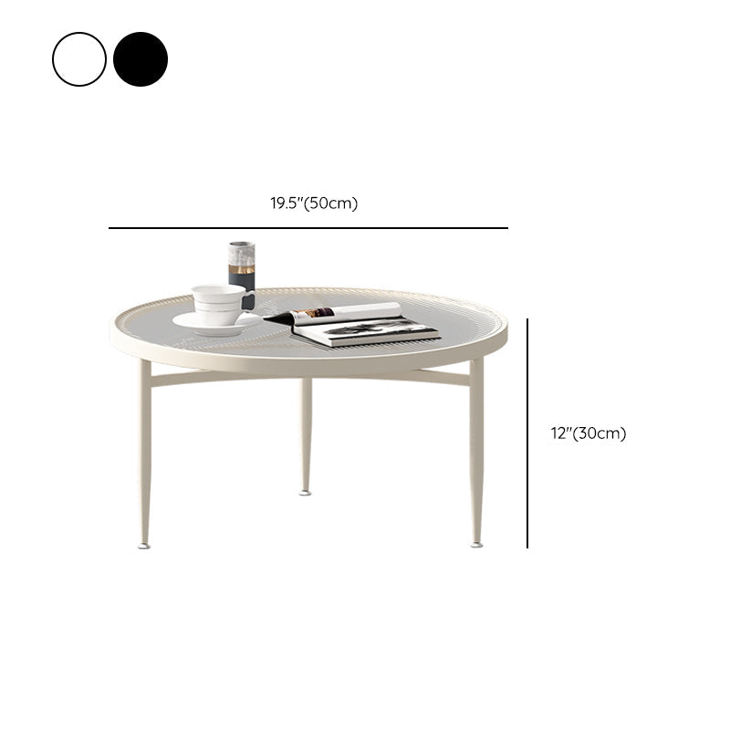 Iron 3 Legs Rectangle Cocktail Table Round Glass Top Coffee Table Clearhalo 'Coffee & Accent Tables' 'Coffee Tables' 'coffee_tables' 'furn' 'furn_coffee_tables' 'Furniture' 'Living Room Furniture' 7592337