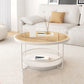 Iron 4 Legs Cocktail Table Round Glass Top Coffee Table with Shelf Clearhalo 'Coffee & Accent Tables' 'Coffee Tables' 'coffee_tables' 'furn' 'furn_coffee_tables' 'Furniture' 'Living Room Furniture' 7592355