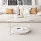 Iron 4 Legs Cocktail Table Round Glass Top Coffee Table with Shelf Clearhalo 'Coffee & Accent Tables' 'Coffee Tables' 'coffee_tables' 'furn' 'furn_coffee_tables' 'Furniture' 'Living Room Furniture' 7592356